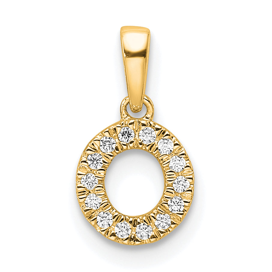 10K Yellow Gold 10K Diamond Letter O Initial With Bail Pendant