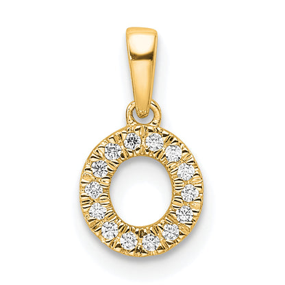 10K Yellow Gold 10K Diamond Letter O Initial With Bail Pendant