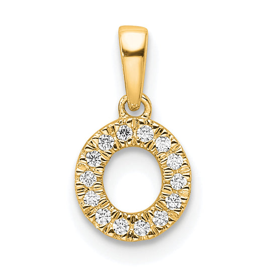 10K Yellow Gold 10K Diamond Letter O Initial With Bail Pendant