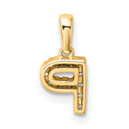 10K Yellow Gold 10K Diamond Letter P Initial With Bail Pendant
