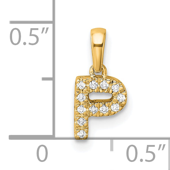 10K Yellow Gold 10K Diamond Letter P Initial With Bail Pendant