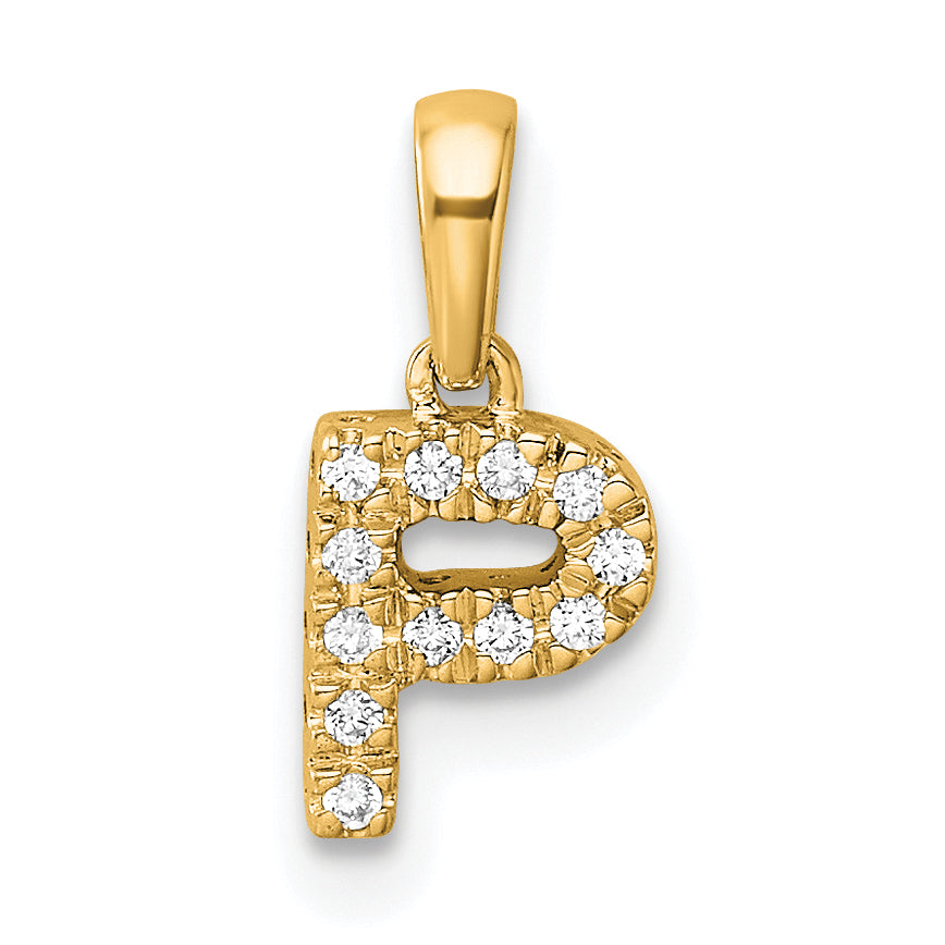10K Yellow Gold 10K Diamond Letter P Initial With Bail Pendant