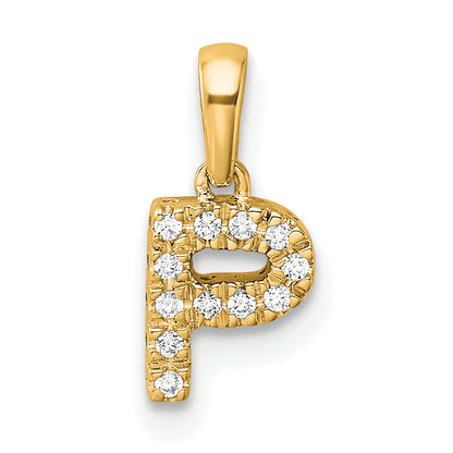 10K Yellow Gold 10K Diamond Letter P Initial With Bail Pendant