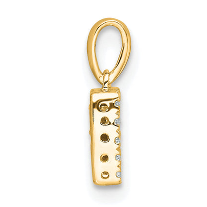 10K Yellow Gold 10K Diamond Letter R Initial With Bail Pendant