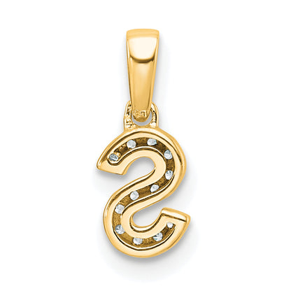 10K Yellow Gold 10K Diamond Letter S Initial With Bail Pendant
