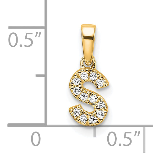 10K Yellow Gold 10K Diamond Letter S Initial With Bail Pendant