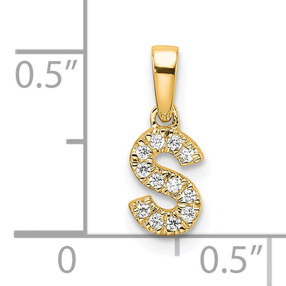 10K Yellow Gold 10K Diamond Letter S Initial With Bail Pendant