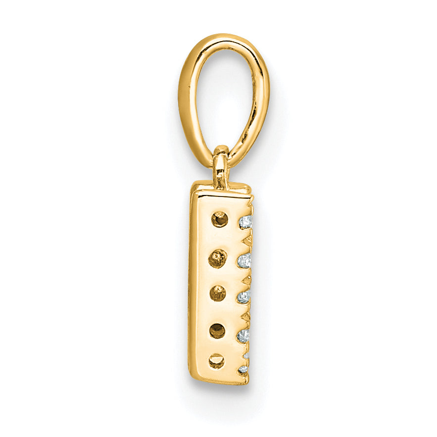 10K Yellow Gold 10K Diamond Letter W Initial With Bail Pendant