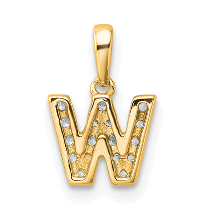 10K Yellow Gold 10K Diamond Letter W Initial With Bail Pendant
