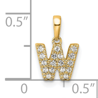 10K Yellow Gold 10K Diamond Letter W Initial With Bail Pendant