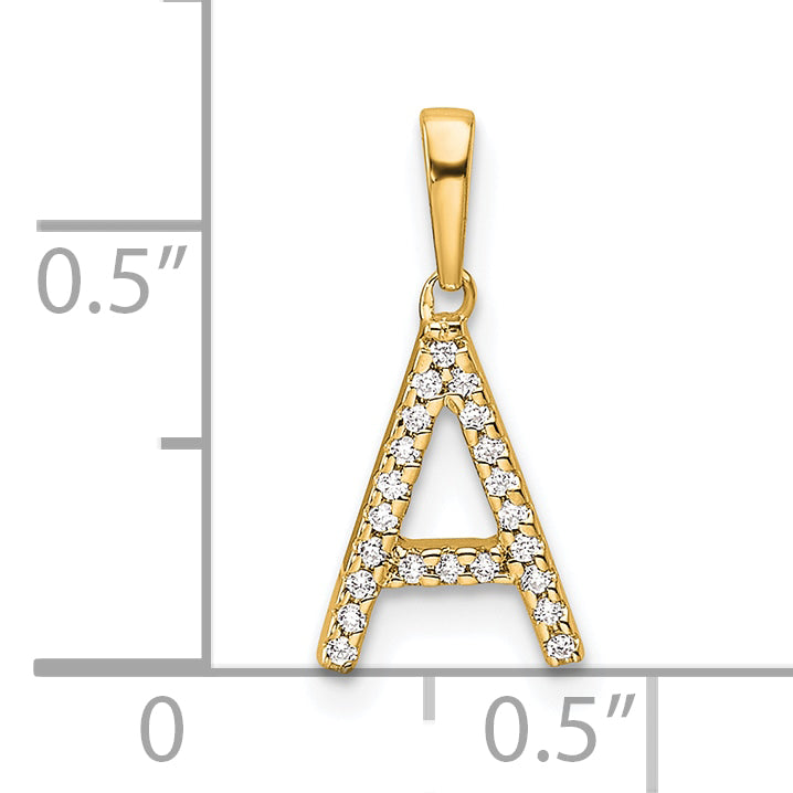 10K Yellow Gold 10K Diamond Letter A Initial Pendant