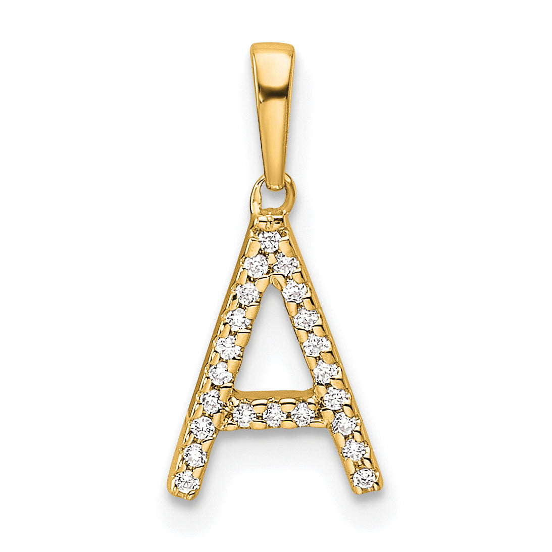 10K Yellow Gold 10K Diamond Letter A Initial Pendant