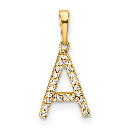 10K Yellow Gold 10K Diamond Letter A Initial Pendant