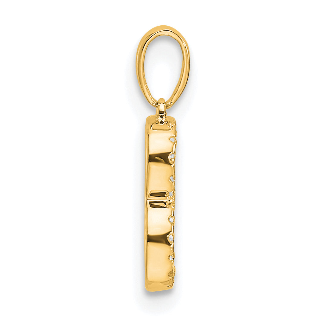 10K Yellow Gold 10K Diamond Letter B Initial Pendant