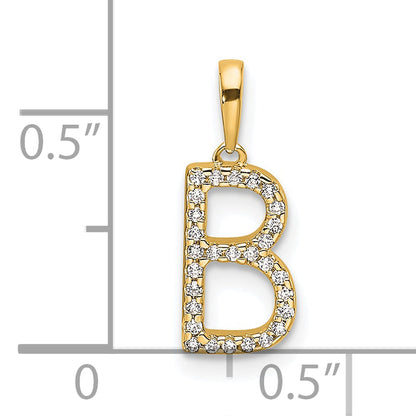 10K Yellow Gold 10K Diamond Letter B Initial Pendant