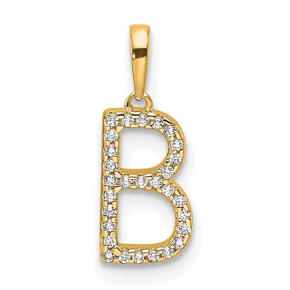 10K Yellow Gold 10K Diamond Letter B Initial Pendant