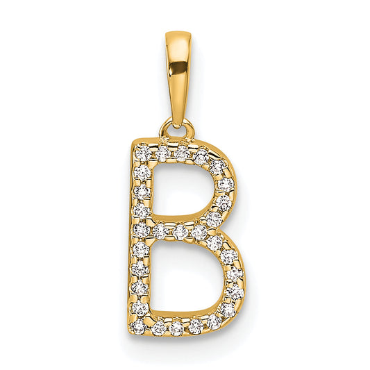 10K Yellow Gold 10K Diamond Letter B Initial Pendant