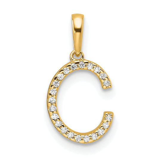 10K Yellow Gold 10K Diamond Letter C Initial Pendant