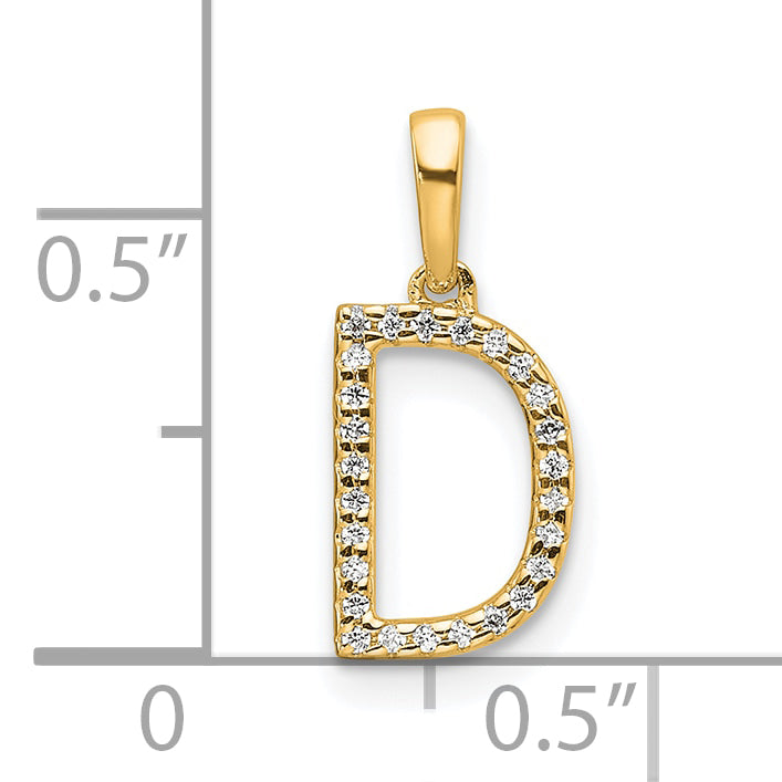 10K Yellow Gold 10K Diamond Letter D Initial Pendant