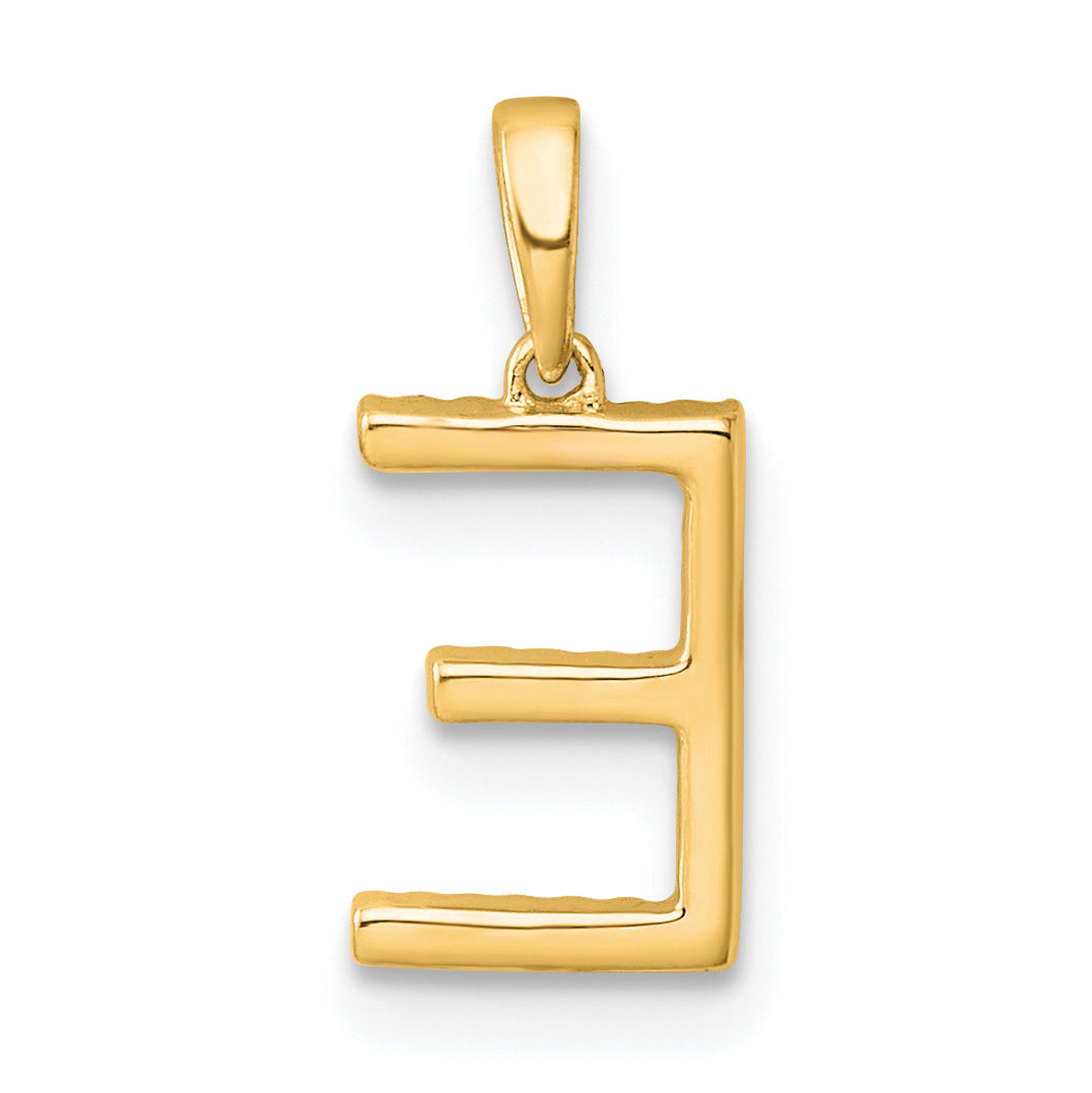 10K Yellow Gold 10K Diamond Letter E Initial Pendant