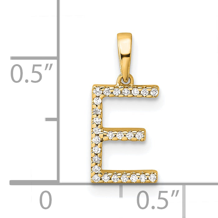 10K Yellow Gold 10K Diamond Letter E Initial Pendant