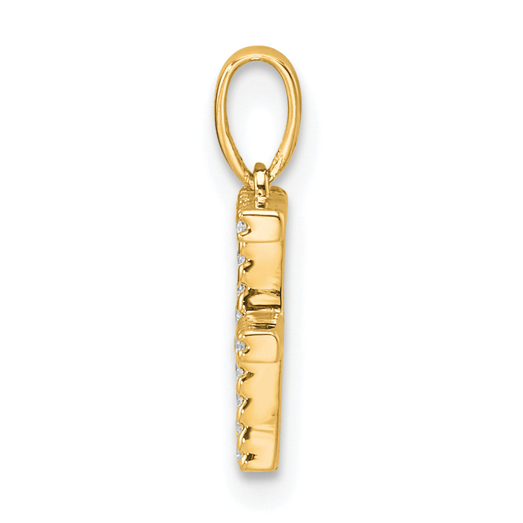 10K Yellow Gold 10K Diamond Letter F Initial Pendant