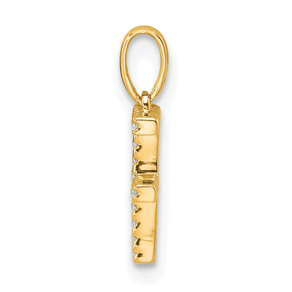 10K Yellow Gold 10K Diamond Letter F Initial Pendant