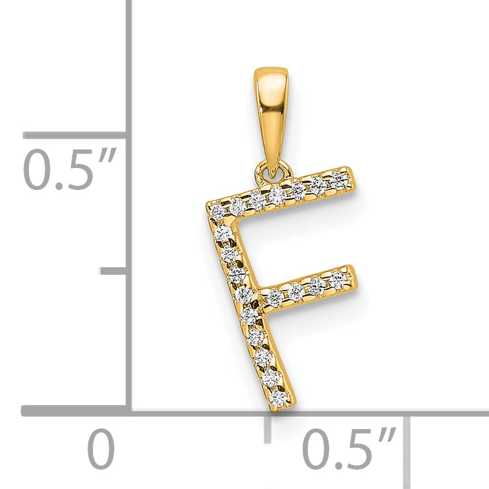 10K Yellow Gold 10K Diamond Letter F Initial Pendant