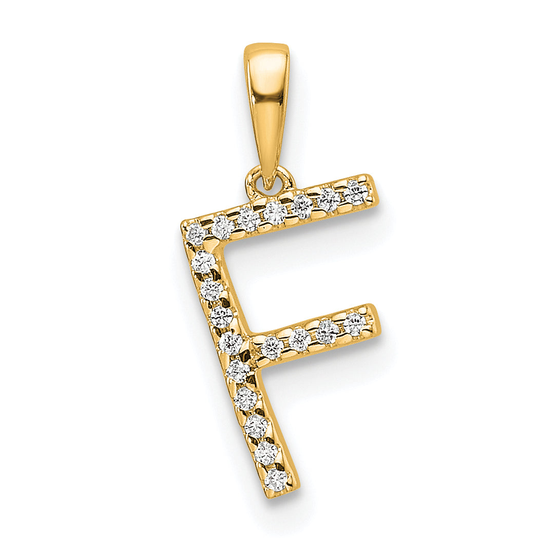 10K Yellow Gold 10K Diamond Letter F Initial Pendant