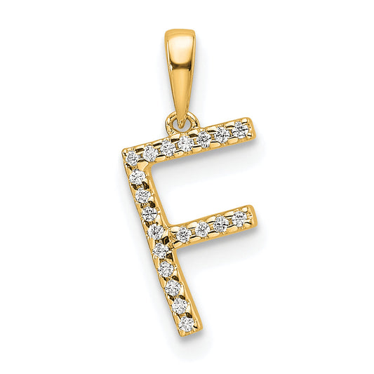 10K Yellow Gold 10K Diamond Letter F Initial Pendant