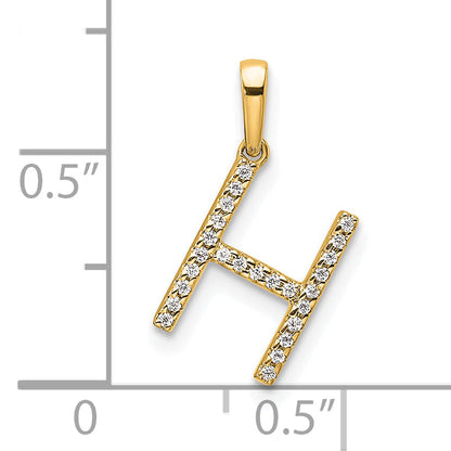 10K Yellow Gold 10K Diamond Letter H Initial Pendant