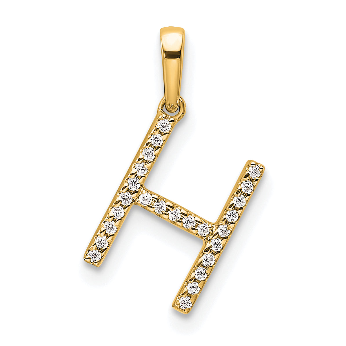 10K Yellow Gold 10K Diamond Letter H Initial Pendant