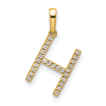 10K Yellow Gold 10K Diamond Letter H Initial Pendant