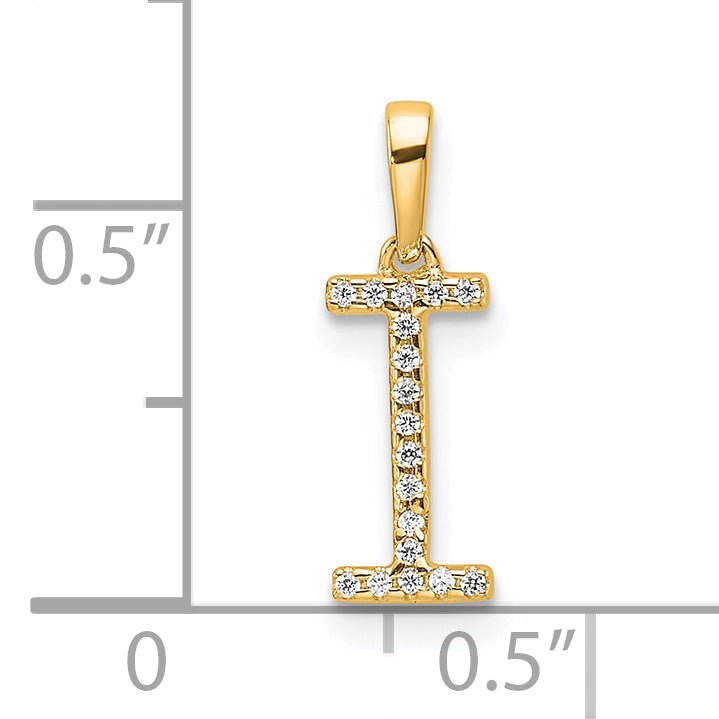 10K Yellow Gold 10K Diamond Letter I Initial Pendant