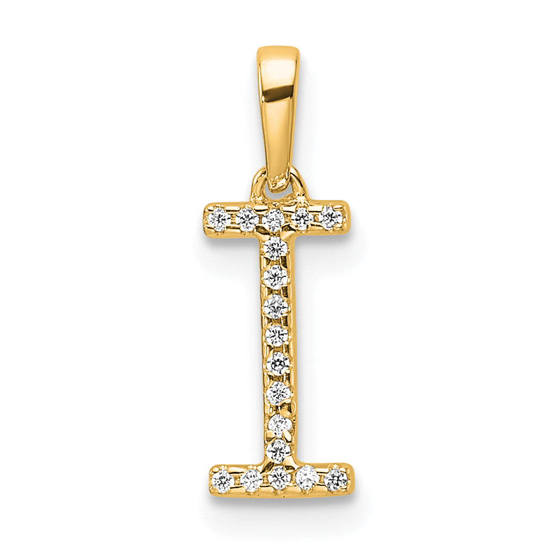 10K Yellow Gold 10K Diamond Letter I Initial Pendant