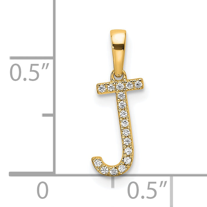 10K Yellow Gold 10K Diamond Letter J Initial Pendant