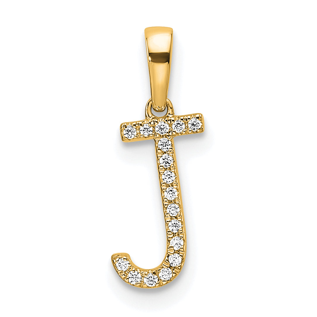 10K Yellow Gold 10K Diamond Letter J Initial Pendant