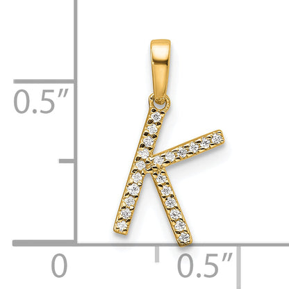 10K Yellow Gold 10K Diamond Letter K Initial Pendant