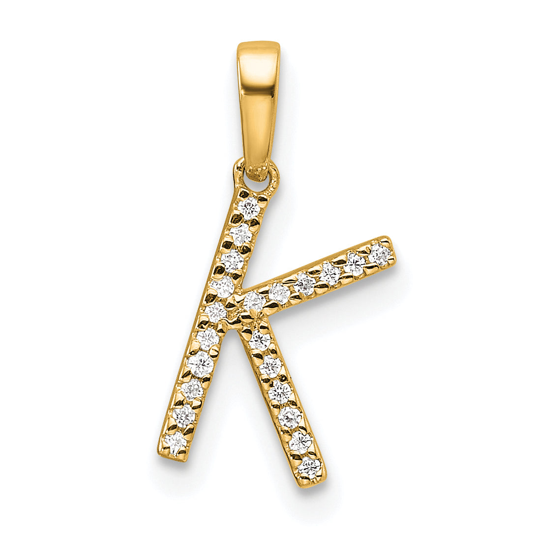 10K Yellow Gold 10K Diamond Letter K Initial Pendant