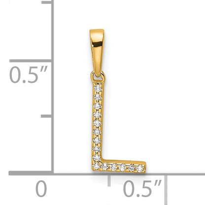 10K Yellow Gold 10K Diamond Letter L Initial Pendant