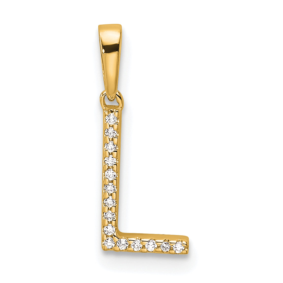 10K Yellow Gold 10K Diamond Letter L Initial Pendant