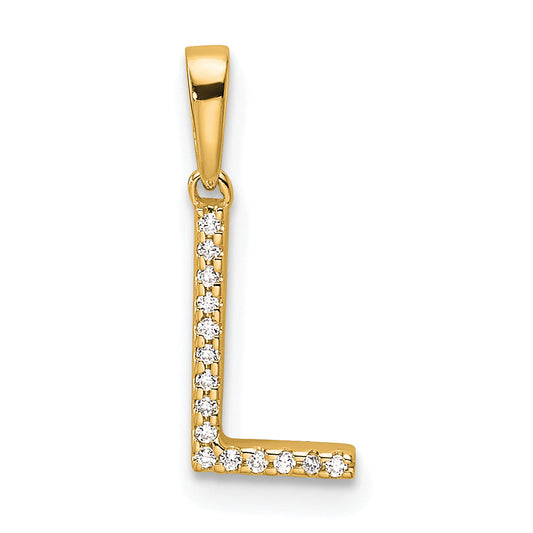 10K Yellow Gold 10K Diamond Letter L Initial Pendant