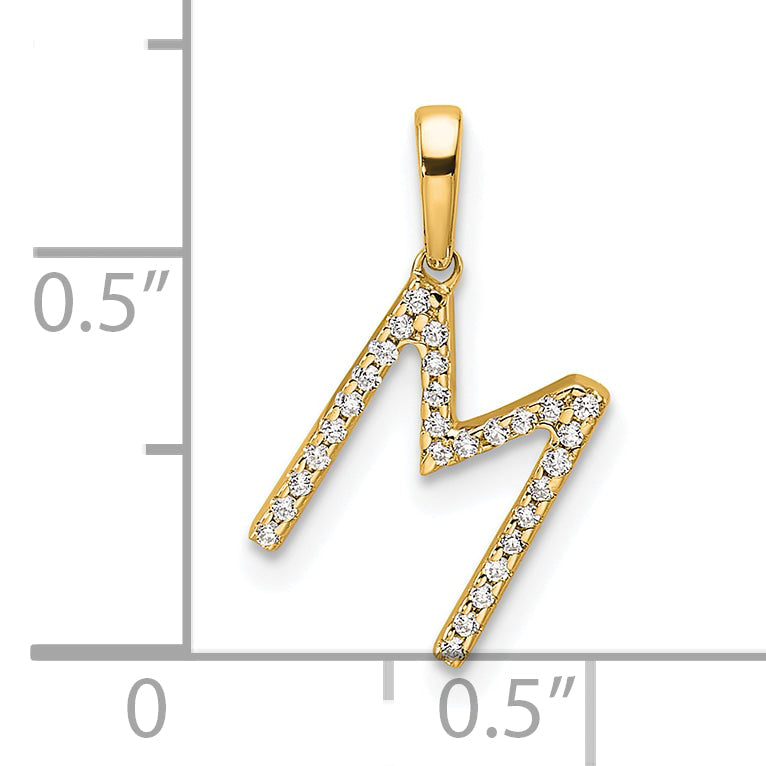 10K Yellow Gold 10K Diamond Letter M Initial Pendant