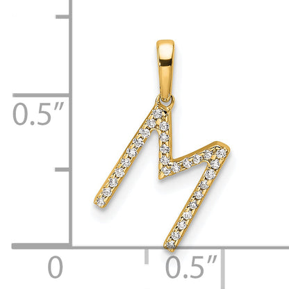 10K Yellow Gold 10K Diamond Letter M Initial Pendant