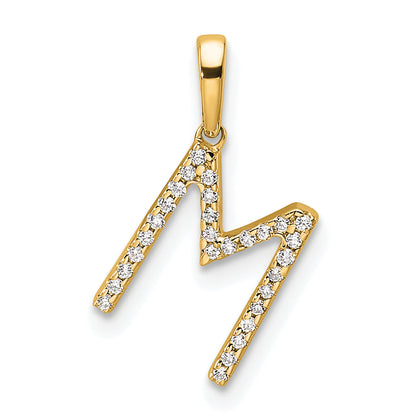 10K Yellow Gold 10K Diamond Letter M Initial Pendant