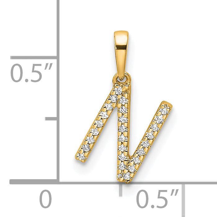 10K Yellow Gold 10K Diamond Letter N Initial Pendant