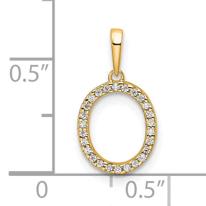 10K Yellow Gold 10K Diamond Letter O Initial Pendant