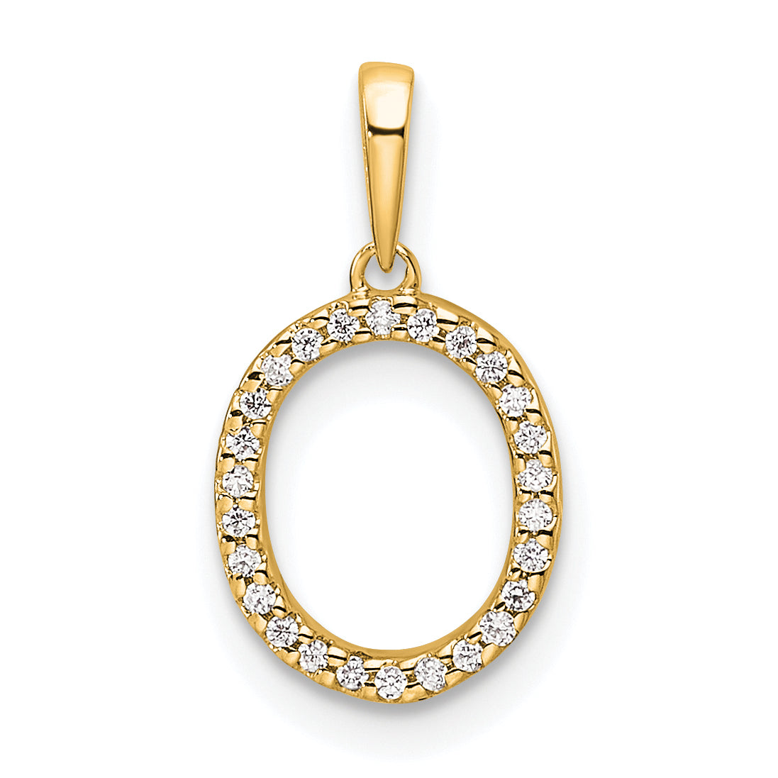 10K Yellow Gold 10K Diamond Letter O Initial Pendant