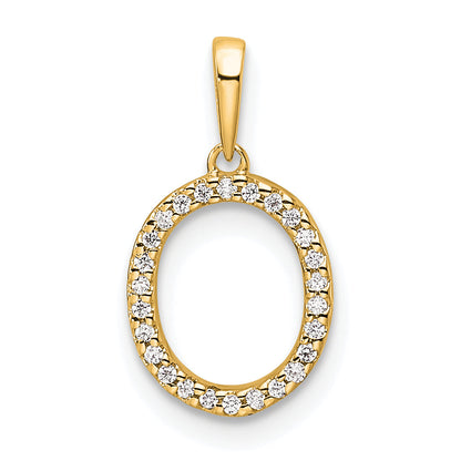 10K Yellow Gold 10K Diamond Letter O Initial Pendant