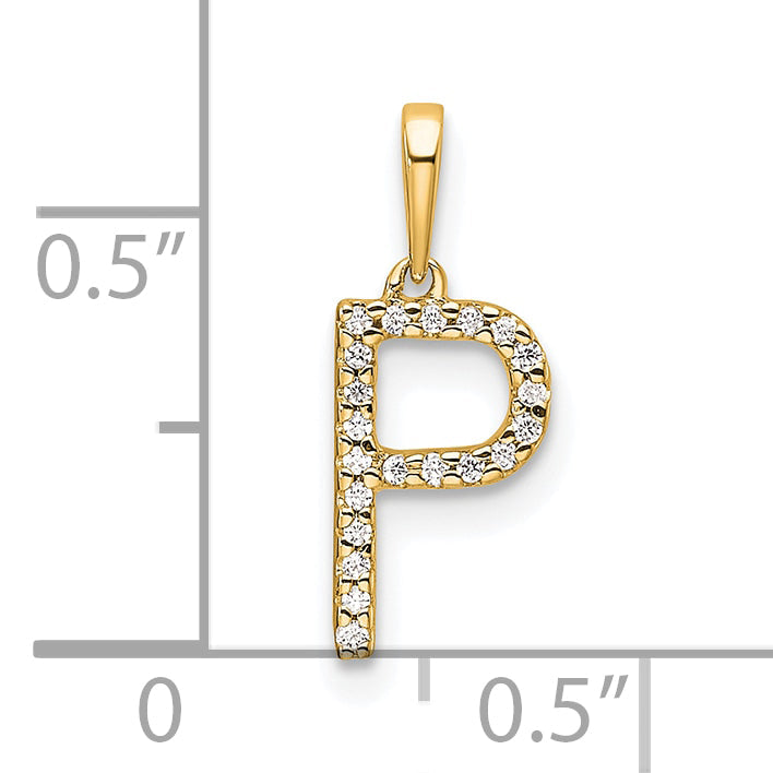 10K Yellow Gold 10K Diamond Letter P Initial Pendant